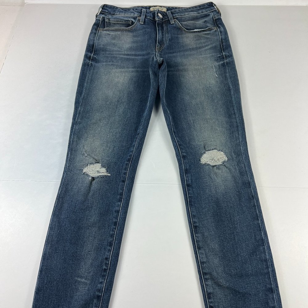 Levi's Made Crafted Jean Women 28x32 Empire Skinny Blue Distressed Stretch Denim